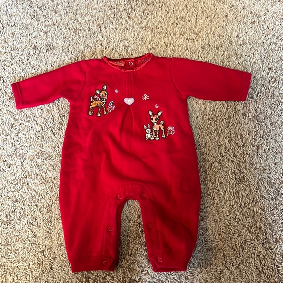 Like new Rudolph 3-6M super warm and cozy fleece long-sleeved one piece for baby - Picture 1 of 3